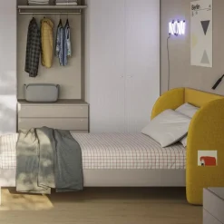 Letto una piazza e mezzo Box linea Airone con testiera imbottita