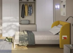 Letto una piazza e mezzo Box linea Airone con testiera imbottita