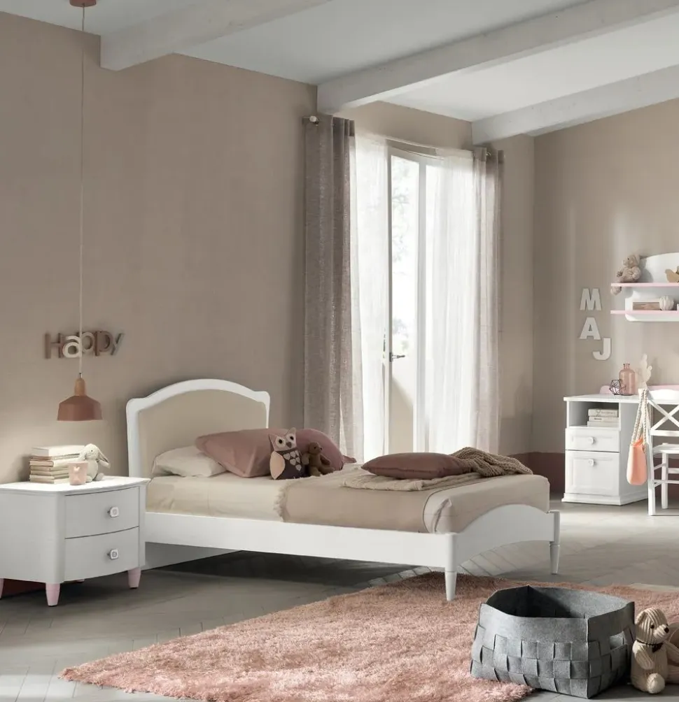 Letto una piazza e mezzo con inserto imbottito Meda linea Omega disponibile in vari colori