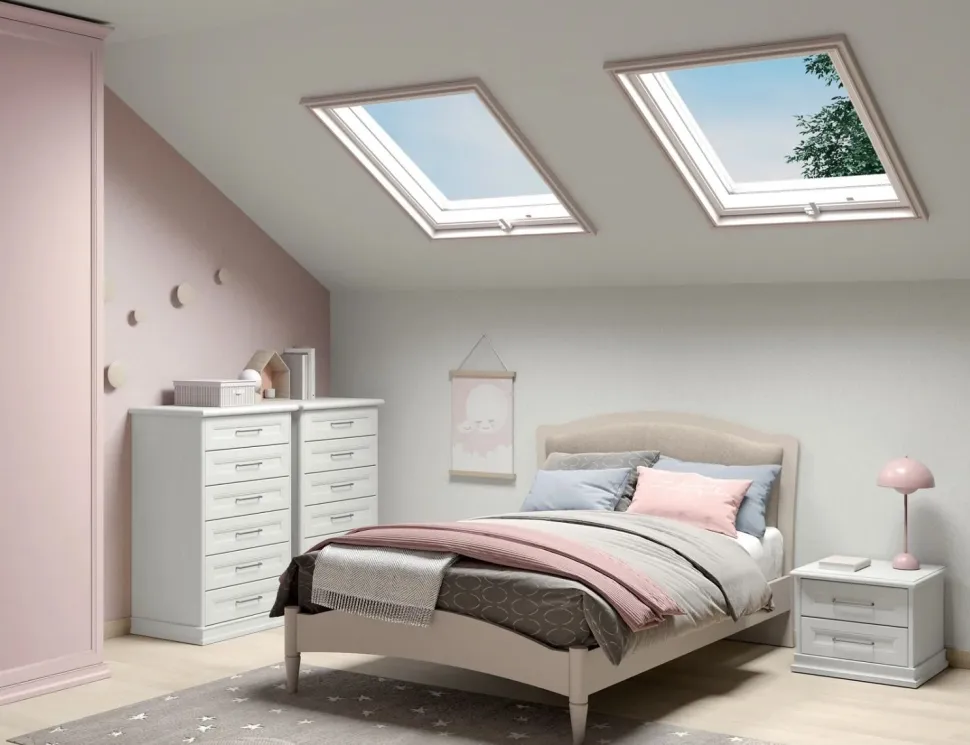 Letto una piazza e mezzo con inserto imbottito Meda linea Omega disponibile in vari colori