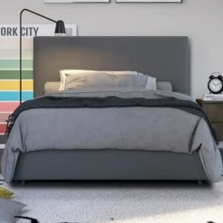 Letto una piazza e mezzo imbottito in tessuto Dani disponibile in vari colori