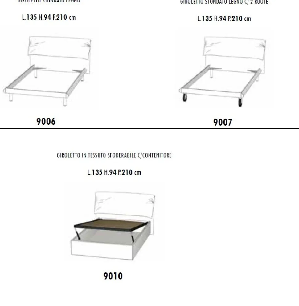 Letto una piazza e mezzo Maicol con testiera imbottita linea Colorfull disponibile in 3 versioni