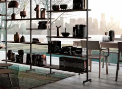 Libreria a parete con pali in alluminio moderna componibile con cassetti disponibile in vari colori