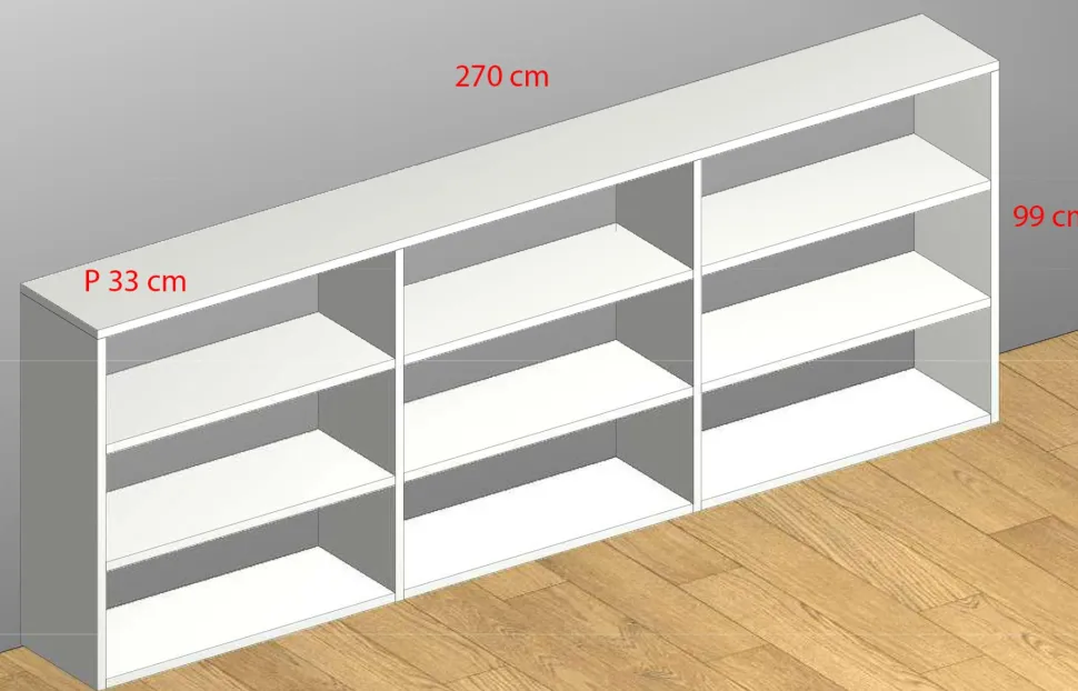 Libreria Bassa Moderna - Colori e Finiture Personalizzabili