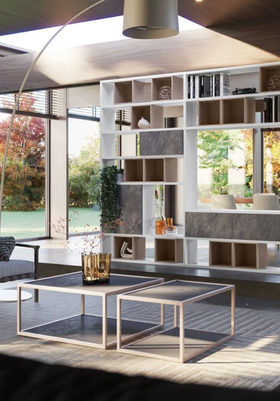 Libreria bifacciale componibile Living linea Contact disponibile in 30 colori