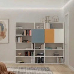 Libreria componibile Moderna scaffalatura con ante colorate Personalizzabili in 15 colorazioni