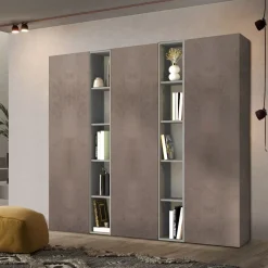 Libreria con ante a battente e vani a giorno dimensioni 221x186 h