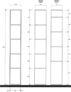 Libreria con ante a battente e vani a giorno dimensioni 221x186 h con grafica