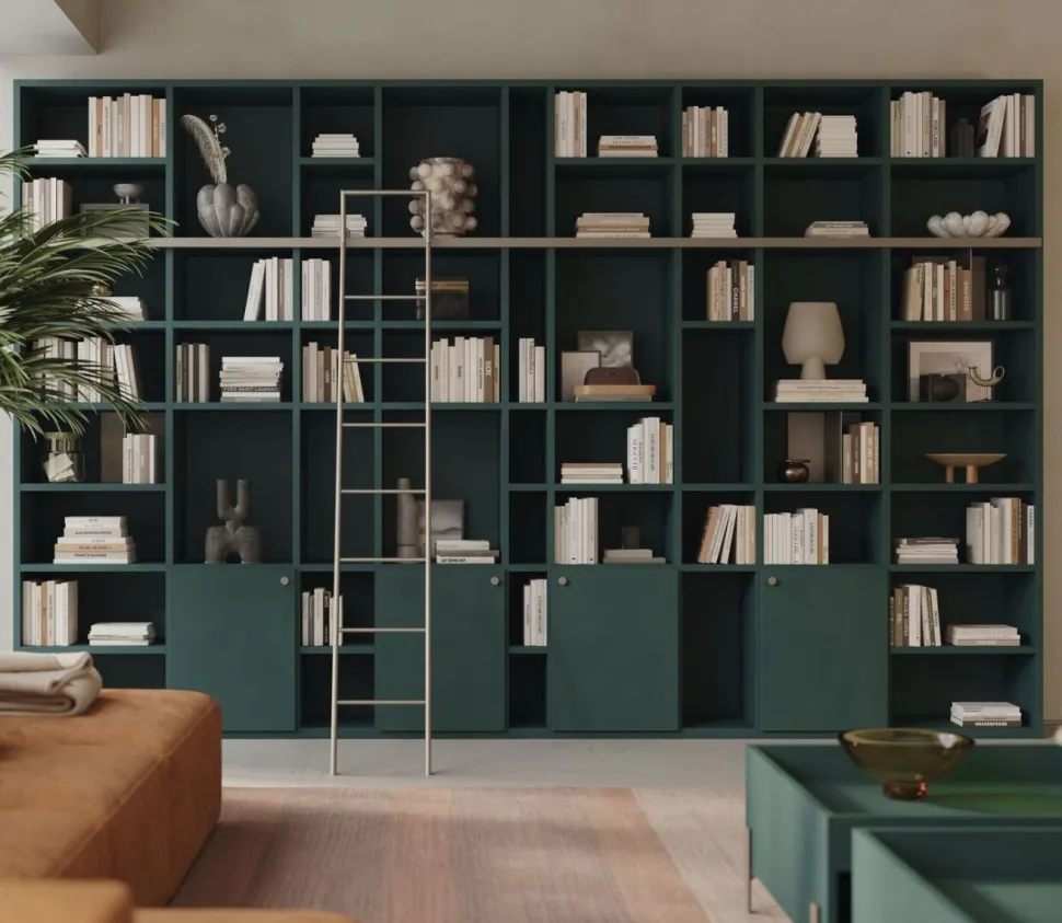 Libreria con ante battenti Adam linea Contact disponibile in 30 colori