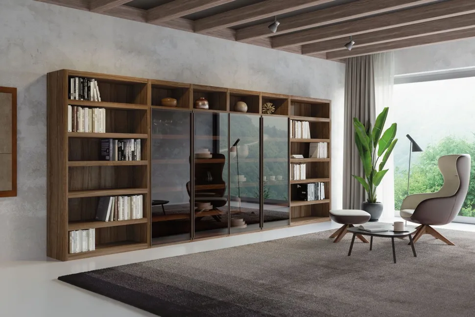 Libreria con ante in vetro reflex personalizzabile Pam linea Contact