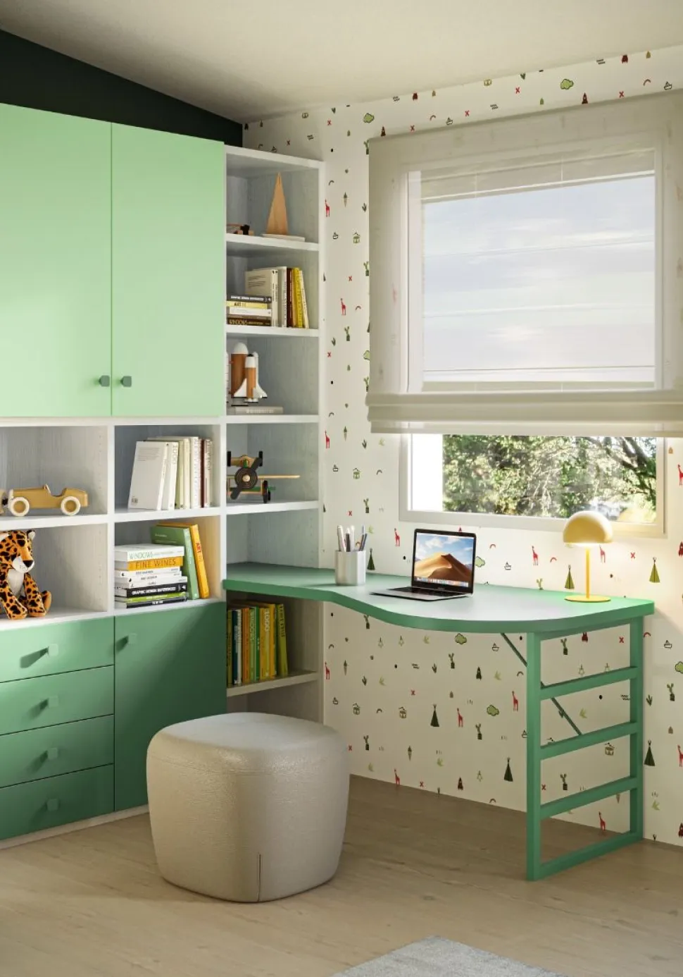 Libreria con scrivania incorporata Crush linea Colorfull disponibile in vari colori