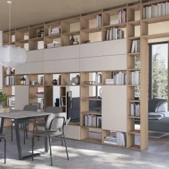 Libreria divisoria modulare bifacciale Living con vano Tv girevole 180°
