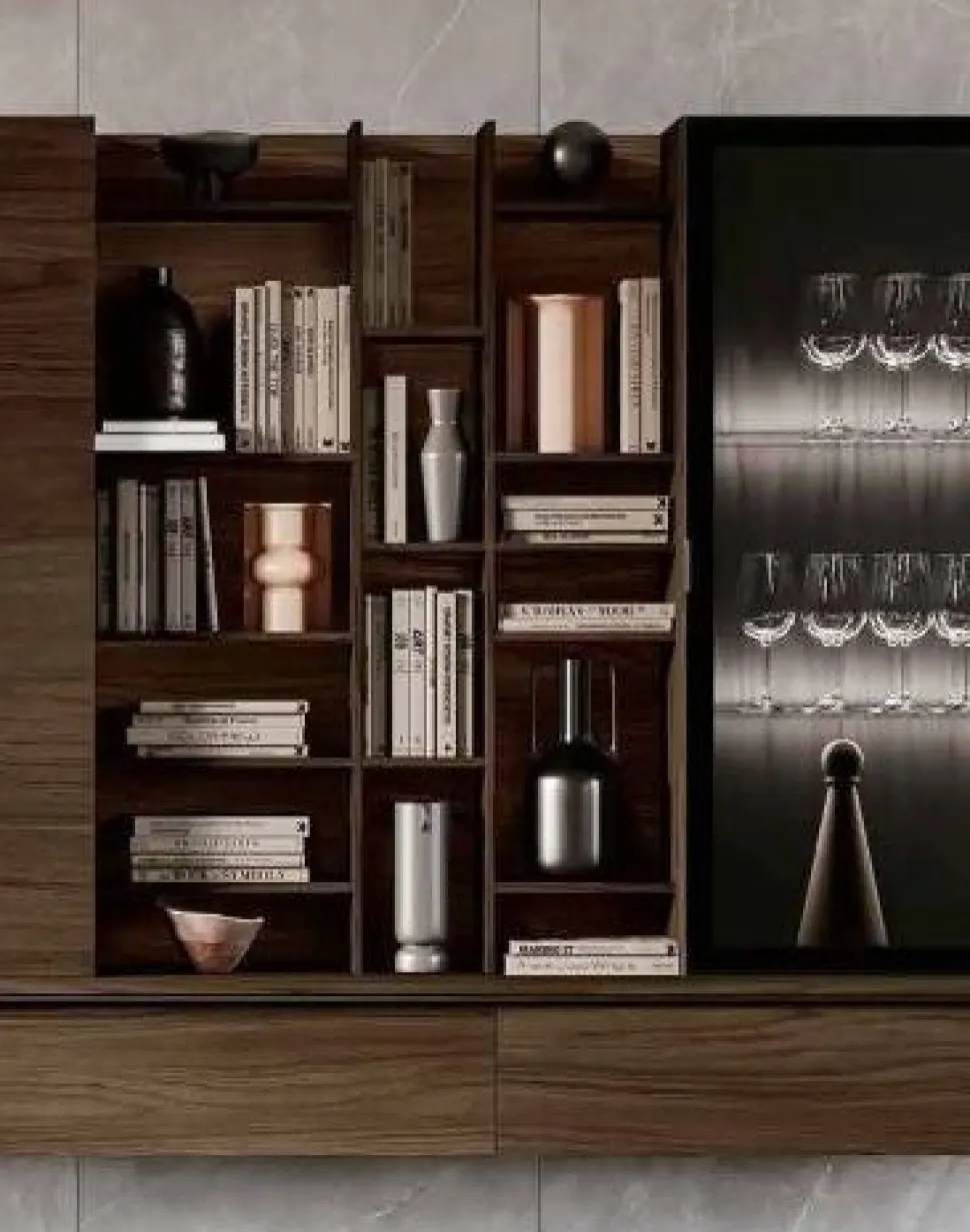 Libreria moderna sospesa attrezzata con mensole finitura Rovere chiaro disponibile in 2 misure e vari colori
