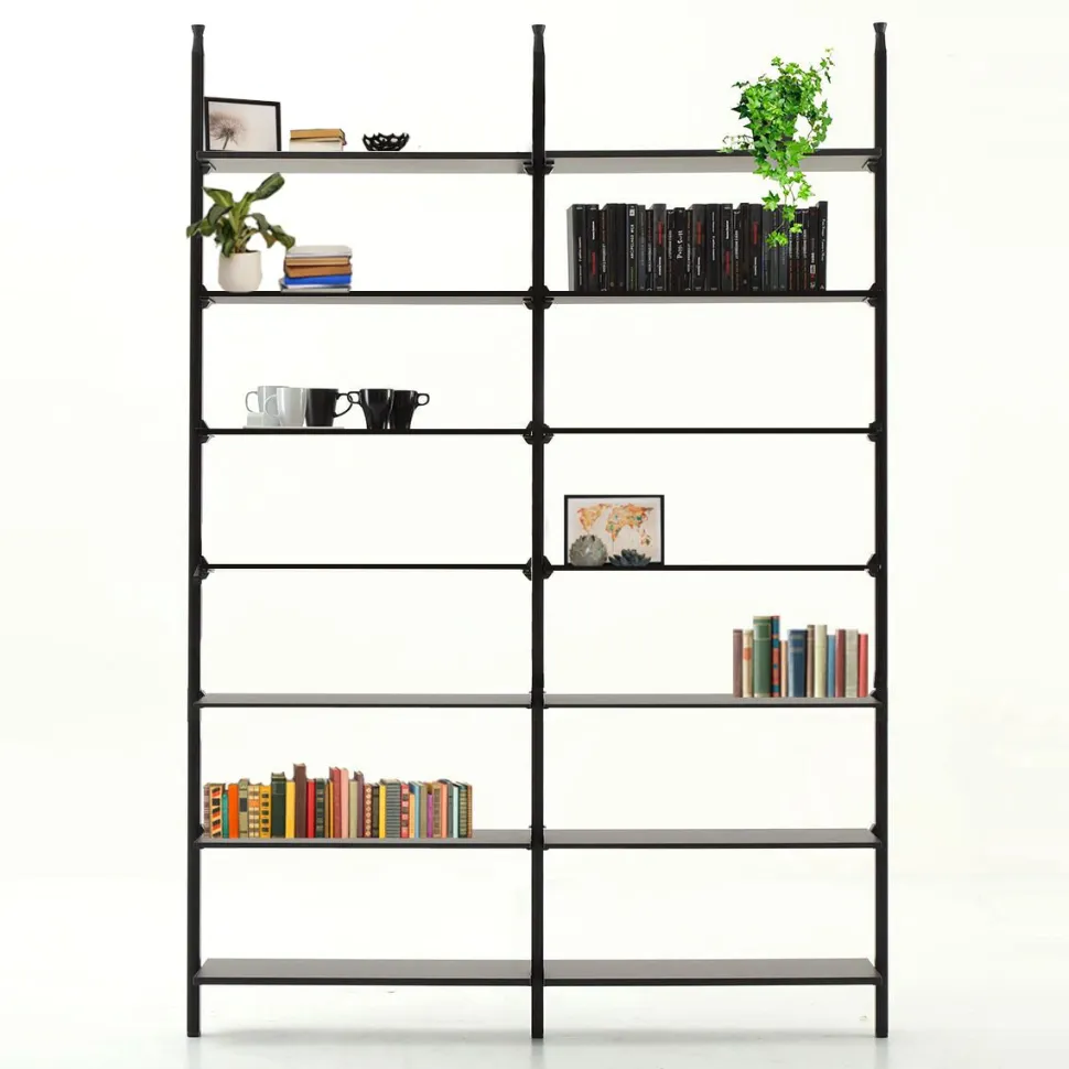 Libreria regolabile con palo in alluminio e mensole personalizzabili