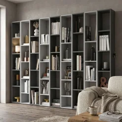 Libreria Roy linea Arte in finitura Gesso e Ardesia