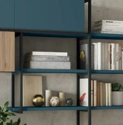 Libreria sospesa in metallo e legno in 21 colori personalizzabile