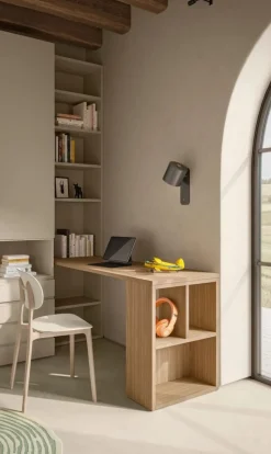 Libreria terminale con scrittoio incorporato disponibile in 8 misure e vari colori