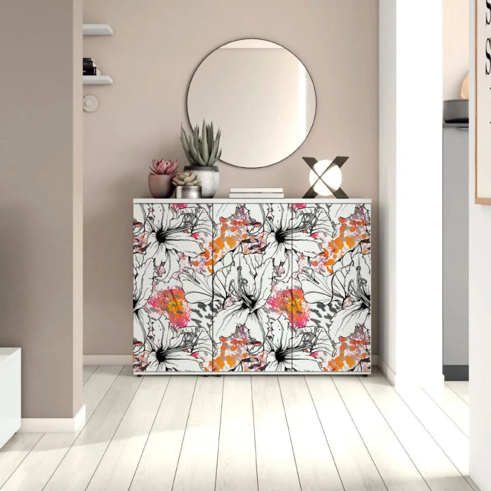 Madia ALTA a 3 ante Alix in 15 colorazioni con grafica floreale