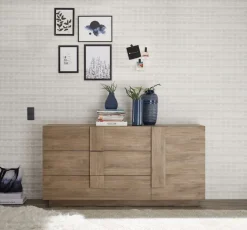 Madia 1 anta e 3 cassetti linea Sax in finitura Rovere Mercure