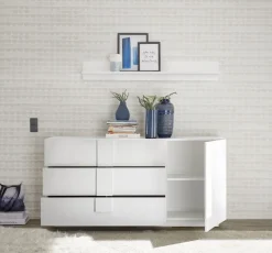 Madia 1 anta e 3 cassetti linea Sax in finitura Bianco Lucido