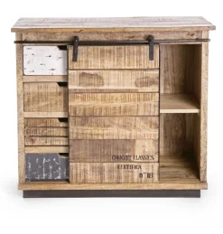 Madia 1 anta e 4 cassetti Tudor in legno di mango
