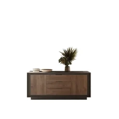 Madia 2 ante battenti e 3 cassetti linea Natural in finitura Lava e Rovere Mercure