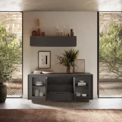Madia 2 ante battenti e 3 cassetti linea Natural in finitura Lava