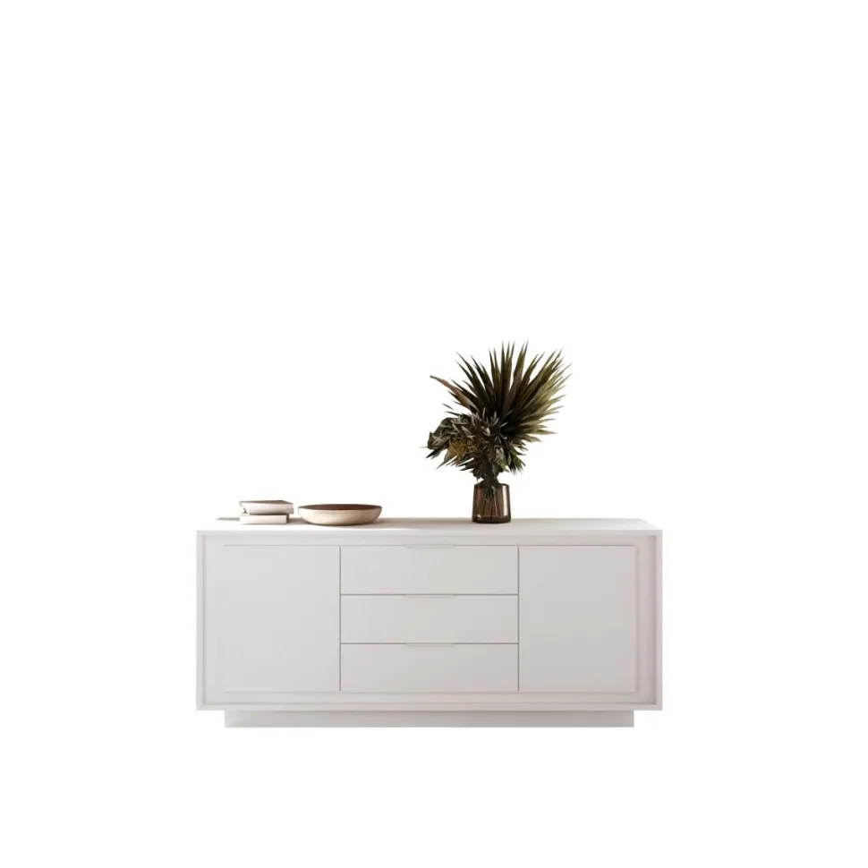 Madia 2 ante battenti e 3 cassetti linea Pure in finitura Bianco laccato opaco