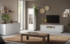 Madia 2 ante battenti e 3 cassetti linea Pure in finitura Bianco laccato opaco