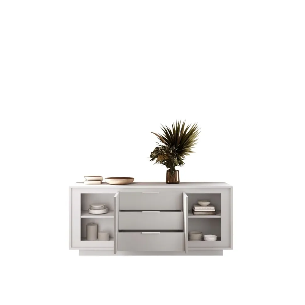 Madia 2 ante battenti e 3 cassetti linea Pure in finitura Bianco laccato opaco