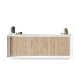 Madia 4 ante battenti linea Pear in finitura Bianco opaco e Rovere Cadiz