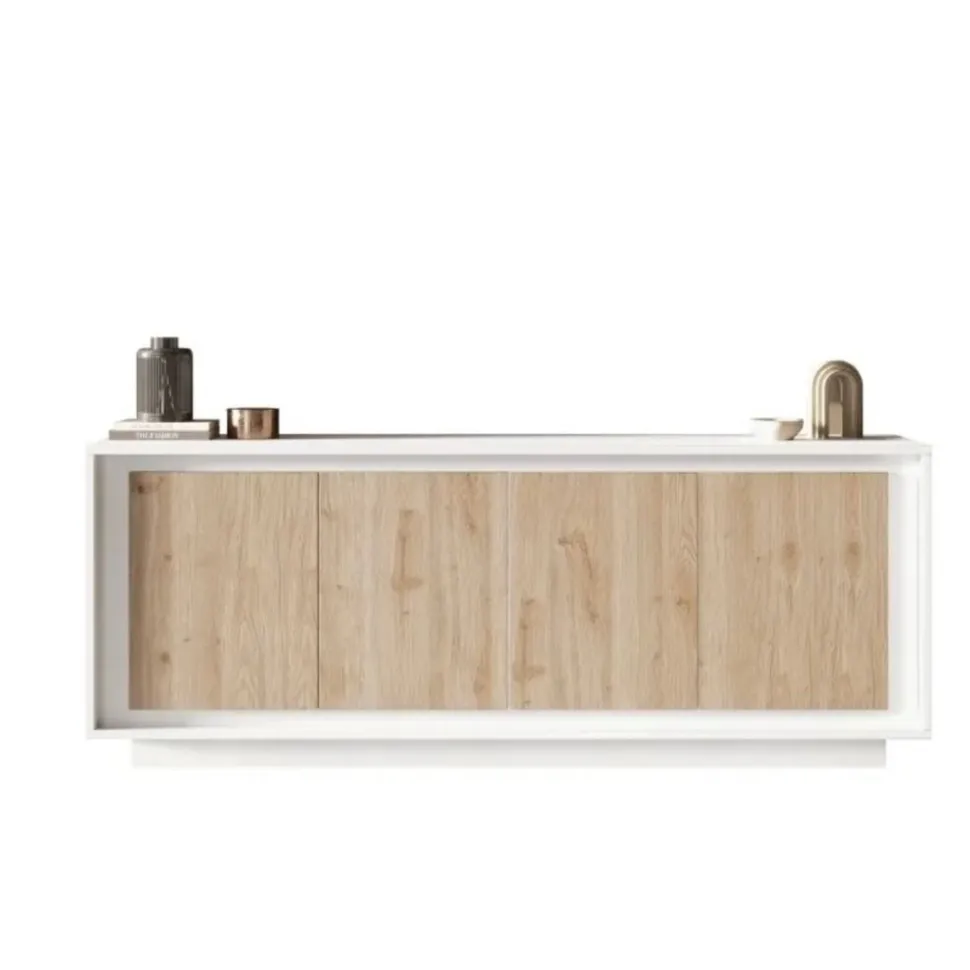 Madia 4 ante battenti linea Pear in finitura Bianco opaco e Rovere Cadiz