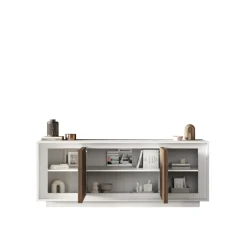 Madia 4 ante battenti linea Pear in finitura Bianco opaco e Rovere Mercure