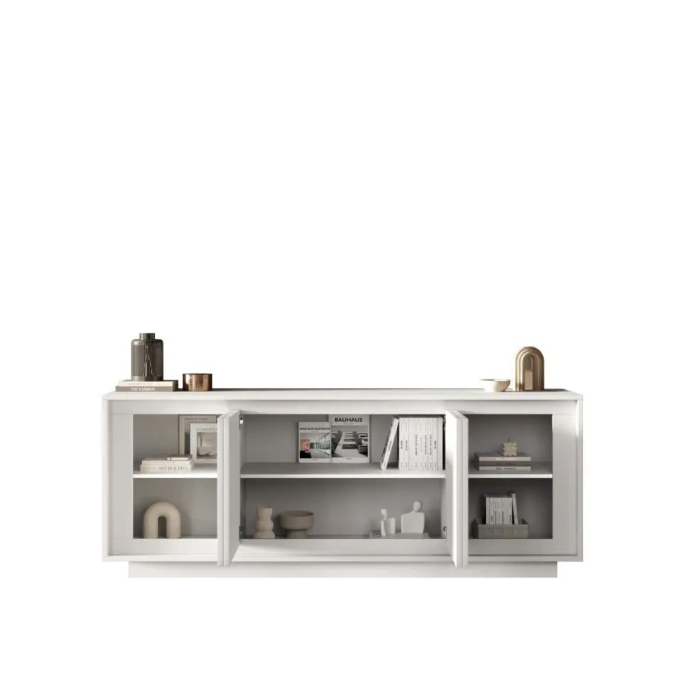 Madia 4 ante battenti linea Pure in finitura Bianco laccato opaco.