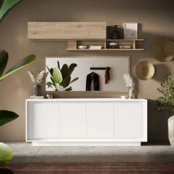 Madia 4 ante battenti linea Pure in finitura Bianco laccato opaco.