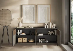 Madia 4 ante con serigrafia linea Sierra finitura Lava, Argilla e Rovere Mercure