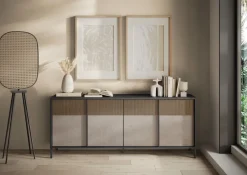 Madia 4 ante con serigrafia linea Sierra finitura Lava, Argilla e Rovere Mercure