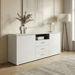 Madia 2 ante e 3 cassetti Bianco Opaco linea Tilt