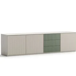 Madia 3 ante e 3 cassetti con frontali cannetè linea Contact disponibile in 30 colori