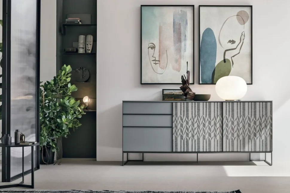Madia 2 ante e 3 cassetti disponibile in 3 misure con Grafica e colori personalizzabili