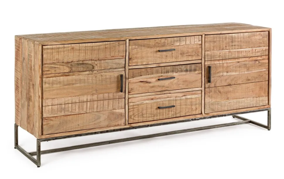 Madia 2 ante e 3 cassetti Elmer in legno d'acacia disponibile in 2 misure