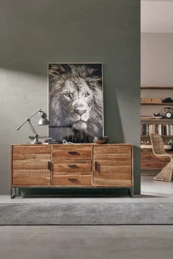 Madia 2 ante e 3 cassetti Elmer in legno d'acacia disponibile in 2 misure