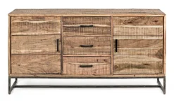 Madia 2 ante e 3 cassetti Elmer in legno d'acacia disponibile in 2 misure