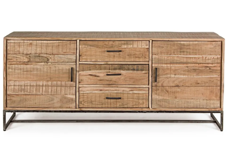 Madia 2 ante e 3 cassetti Elmer in legno d'acacia disponibile in 2 misure