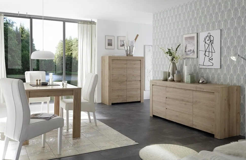 Madia 2 ante e 3 cassetti linea Clear in Rovere Cadiz
