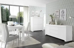 Madia 2 ante e 3 cassetti linea Clear in Bianco Opaco