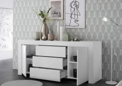 Madia 2 ante e 3 cassetti linea Clear in Bianco Opaco
