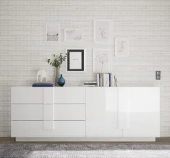 Madia 2 ante e 3 cassetti linea Sax in finitura Bianco Lucido