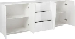Madia 4 ante e 3 cassetti linea Virgola finitura Bianco Lucido
