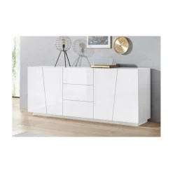 Madia 4 ante e 3 cassetti linea Virgola finitura Bianco Lucido